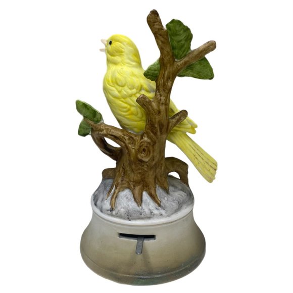 Yellow Canary on Limb Shafford Music Box Figurine Vintage - Picture 3 of 11